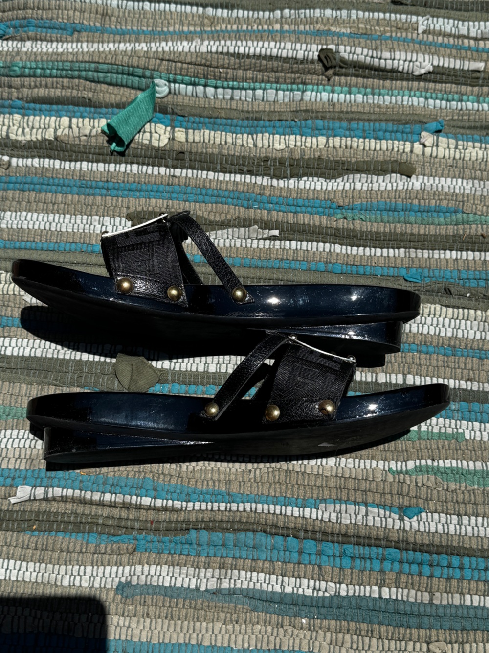 Y2K Vintage Fendi Black Wooden slide sandals Sz 38 1/2 - Picture 5 of 8